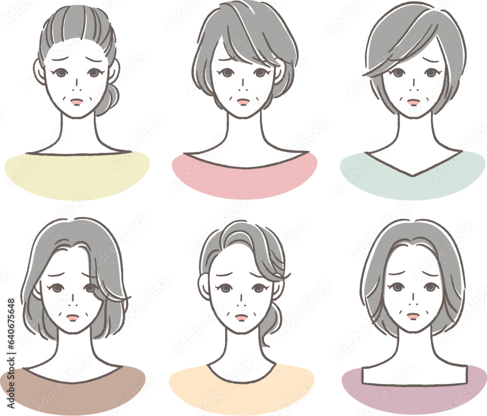 困った顔の50〜60代女性のアイコン 困った顔の50〜60代女性のアイコン