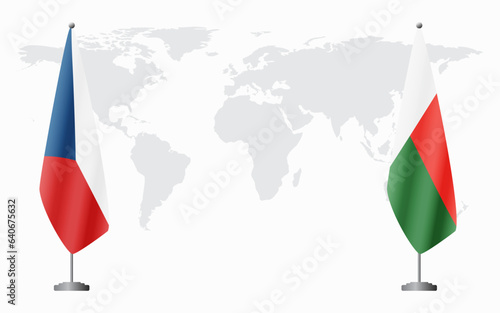 Czech Republic and Madagascar flags for official meeting
