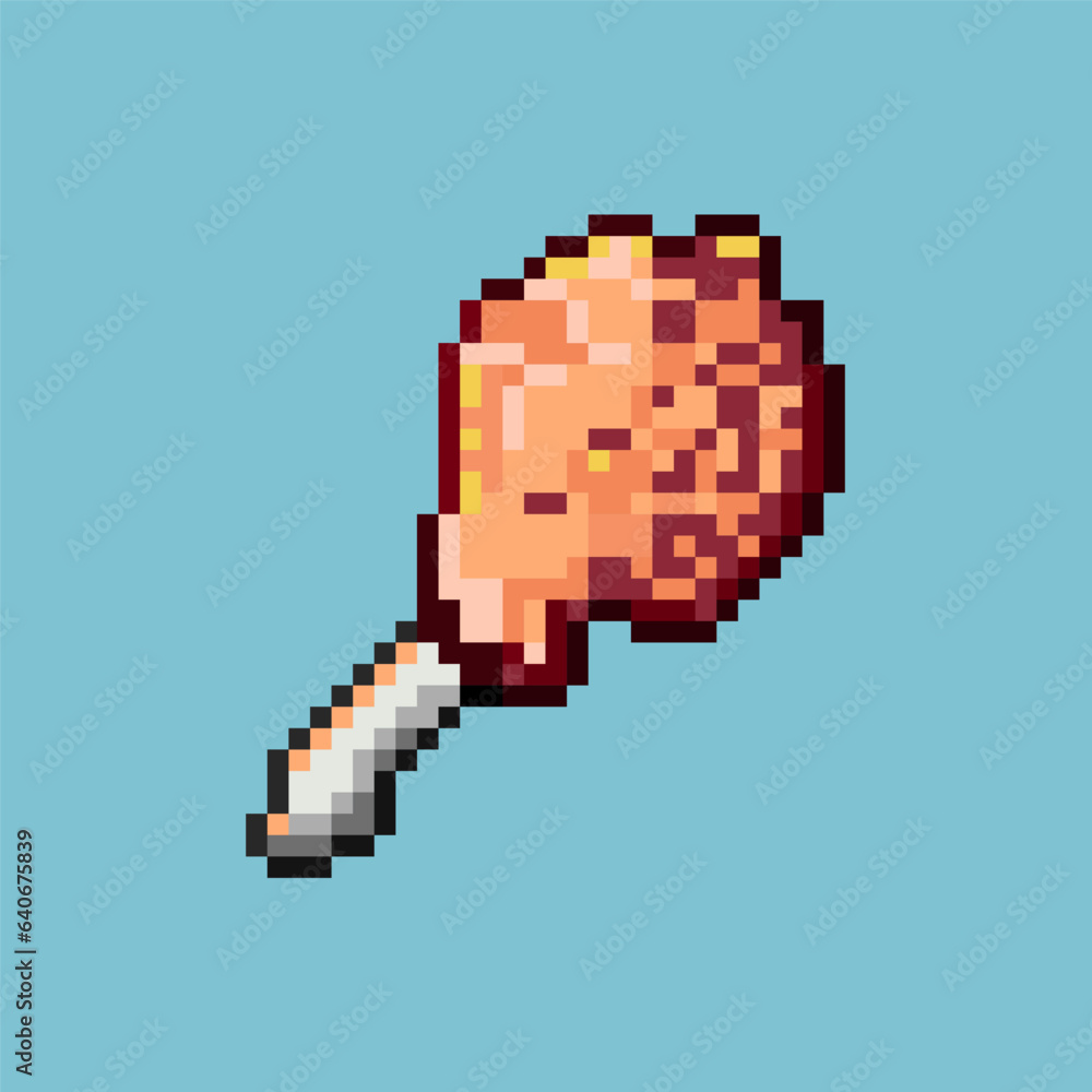 Fototapeta premium Pixel art of meat items. Meat for dungeon increase health game. Pixel art,8bits perfect for game asset or design asset element for your game design asset.
