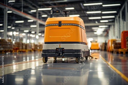 AGV (Automated guided vehicle) in warehouse logistic and transport.