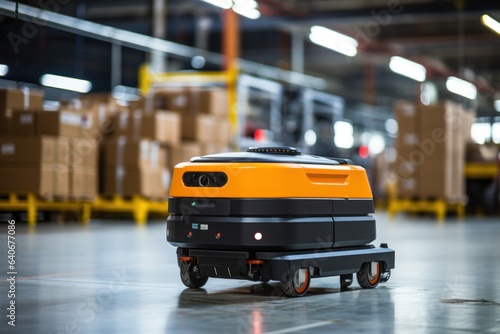 AGV (Automated guided vehicle) in warehouse logistic and transport.