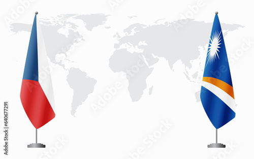 Czech Republic and Marshall Islands flags for official meeting