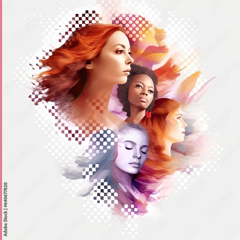 International womans Day poster illustration - Generative AI. International womans Day poster illustration - Generative AI.