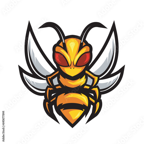 Angry bee esport mascot logo design illustration
