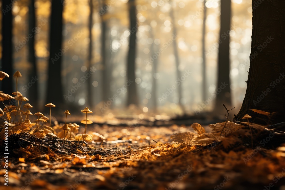Soft-focus of a forest in full autumn splendor, ideal for text overlay - Autumn Canvas - AI Generated Soft-focus of a forest in full autumn splendor, ideal for text overlay - Autumn Canvas - AI Generated