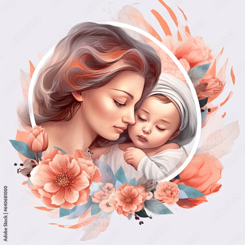 Mothers Day poster illustration - Generative AI. Mothers Day poster illustration - Generative AI.