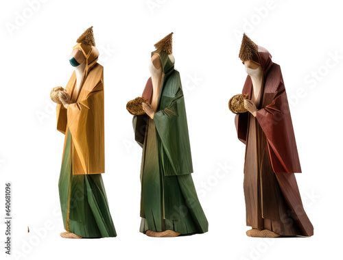 Fototapet Three Magic Kings Day christmas 3d wise men came to worship the Infant Christ, b