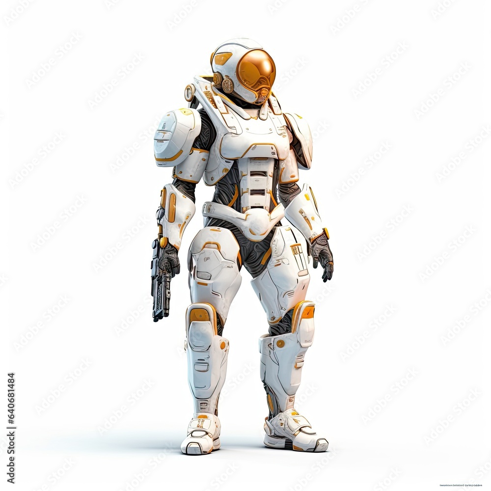 3d rendering of a sci-fi robot character for games 