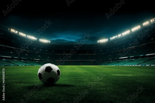 Football field bathed in the glow of powerful stadium spotlights © Jawed Gfx