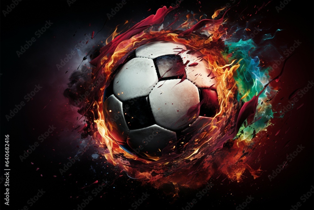 Fototapeta premium Kinetic soccer allure, Compelling poster capturing dynamic soccer ball action