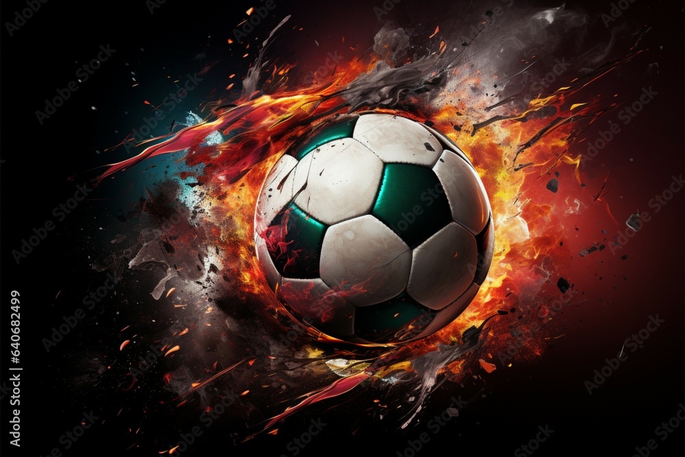 Fototapeta premium Kinetic soccer allure, Compelling poster capturing dynamic soccer ball action