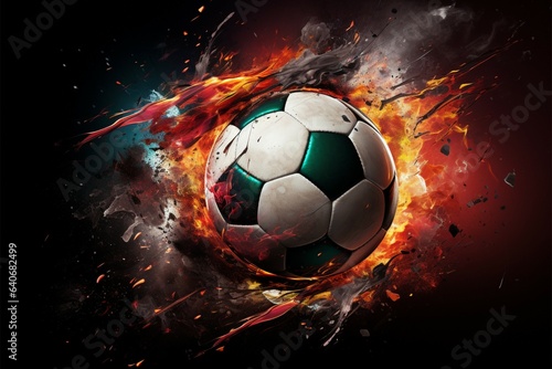 Kinetic soccer allure  Compelling poster capturing dynamic soccer ball action