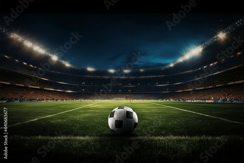 Spotlight match, Glowing lights enhance football action on illuminated field © Jawed Gfx