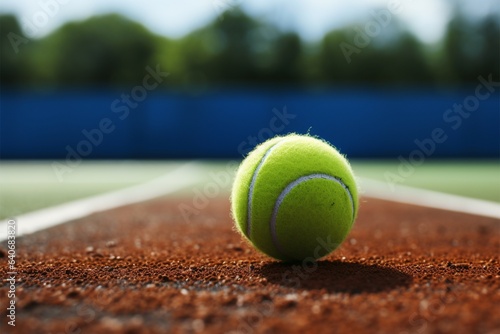 Tennis game in progress on a green court with a ball © Jawed Gfx