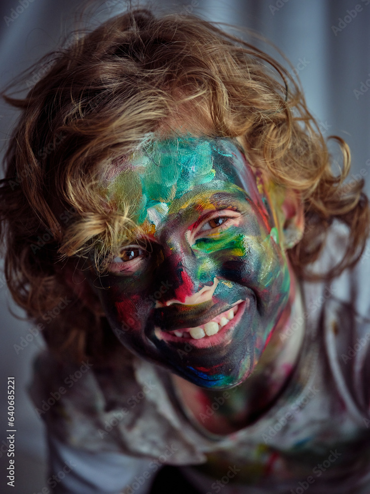 Funny boy with painted face