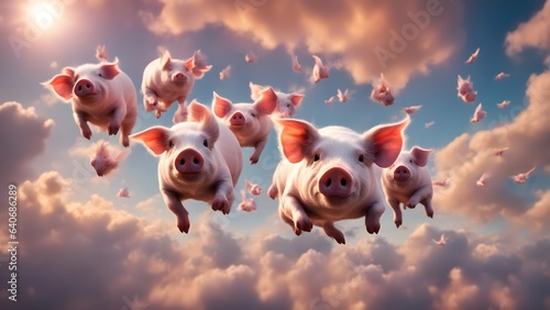 Fotografie, Obraz flying pigs in the sky