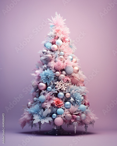 Celebrate the start of a new year in 2024 with a festive and joyous christmas tree adorned with colorful ornaments, inviting a sense of happiness and cheer
