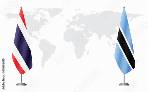 Thailand and Botswana flags for official meeting