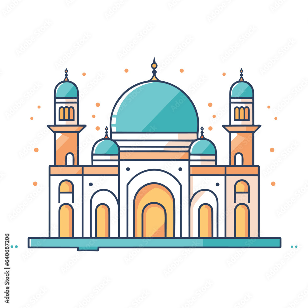 mosque or masjid vector illustration clipart sticker png for milad un nabi or ramdan eid mubarak flat style