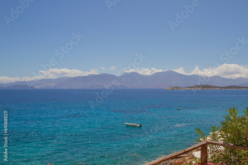 View of the turquoise mediterranean sea with mountains at the island of Crete, Greece, near Agios Nikolaos © AventuraSur