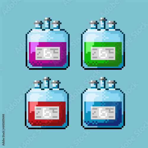 Pixel art sets of blood bag for medicine health items. purple,green,red,and blue blood bag on pixelated style.8bits perfect for game asset or design asset element for your game design asset.