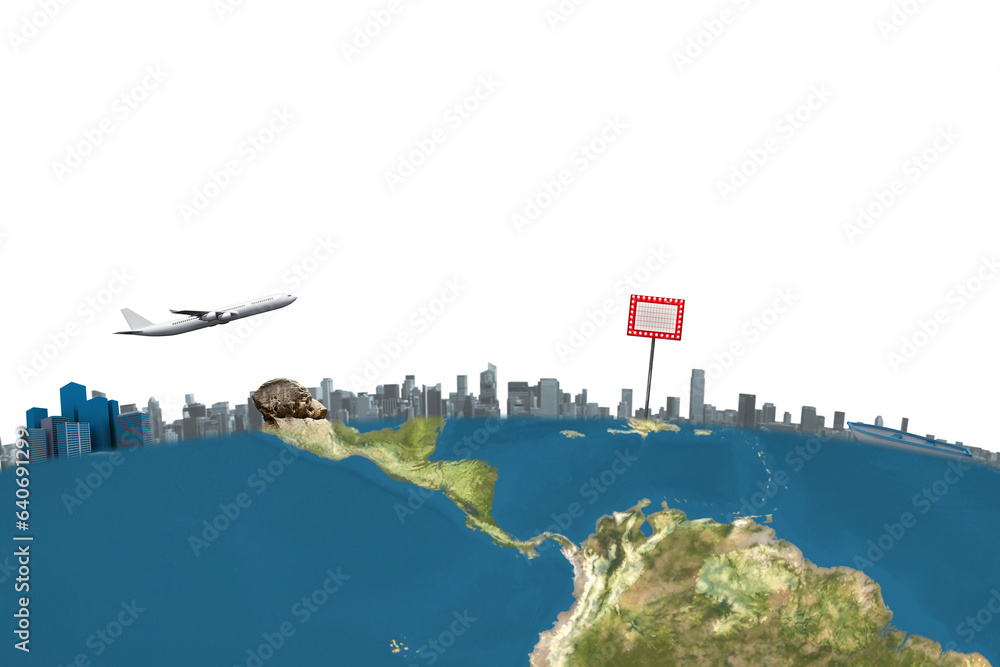 Digital png illustration of flying airplane on transparent background