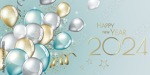happy new year 2024 festive party balloons