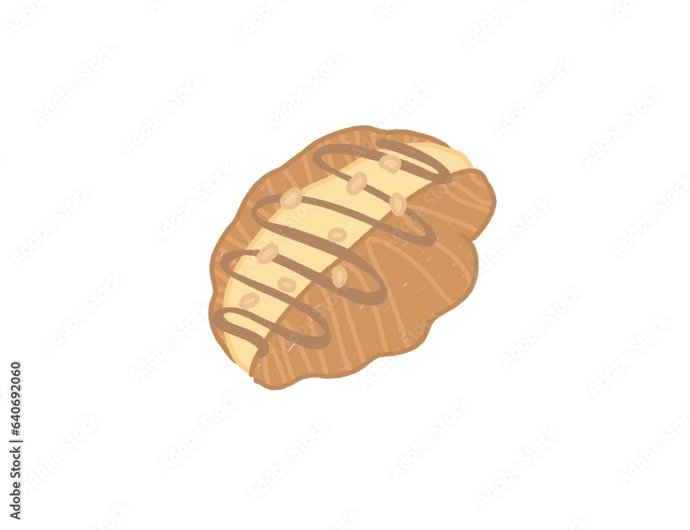 Custard chocolate croissant illustration Custard chocolate croissant illustration