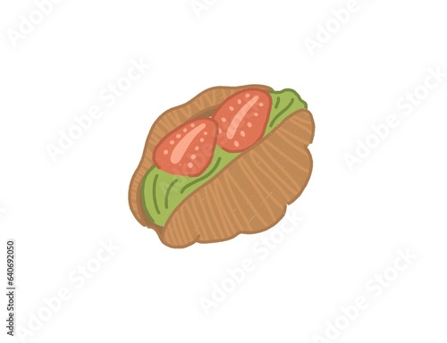 Matcha strawberry croissant illustration