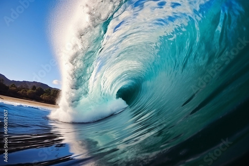 Blue power hawaii water tropical spray breaking surfing sea summer wave nature ocean