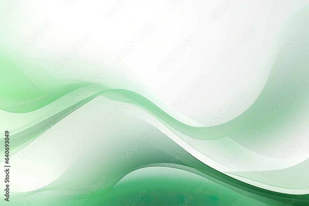 Obraz premium Green wavy background. Green waves on white background.