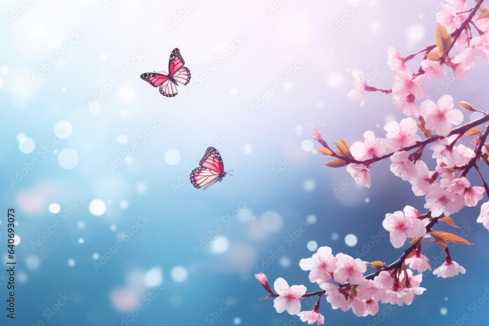 Pink blossom on soft background with copy space Generative AI. Pink blossom on soft background with copy space Generative AI.