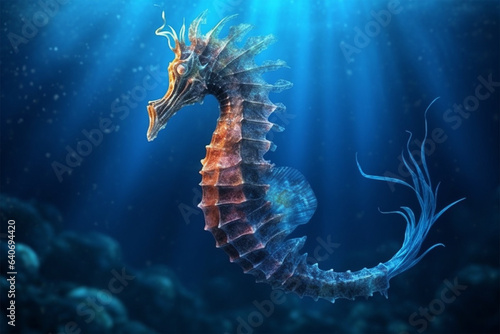 a seahorse in the deep sea © Angah