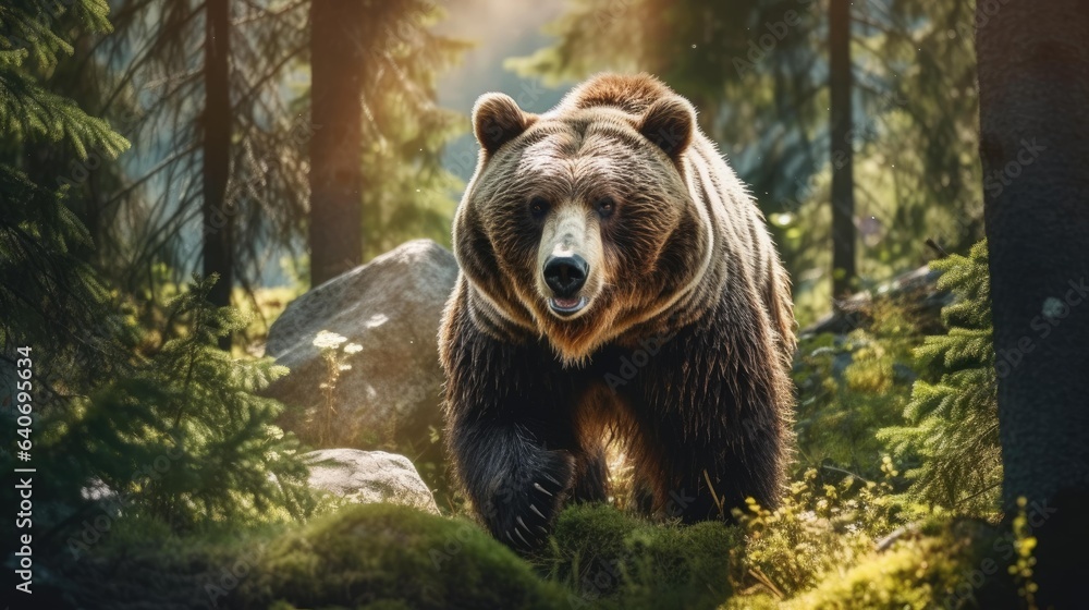 Obraz premium Grizzly bear in the forest