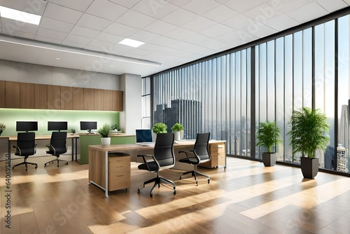 modern office interior with table generated by AI
