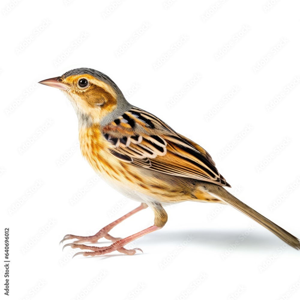 Lecontes sparrow bird isolated on white background. Lecontes sparrow bird isolated on white background.