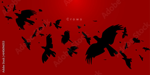Group of Creepy Crows Abstract Background for Halloween