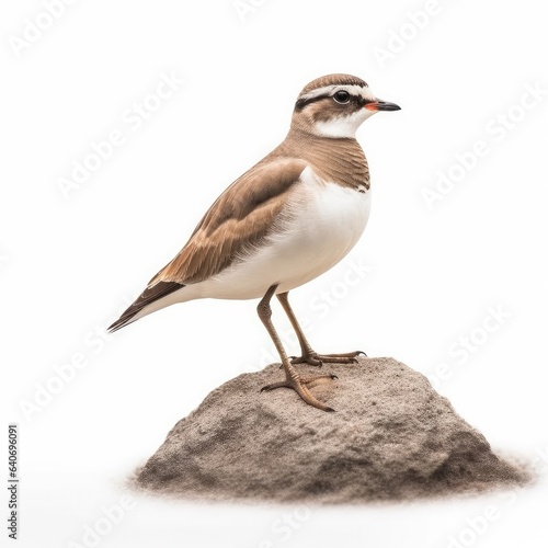 Mountain plover bird isolated on white background.