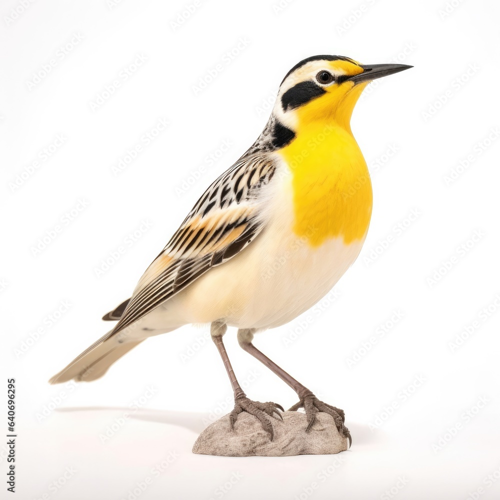 Obraz premium Western meadowlark bird isolated on white background.