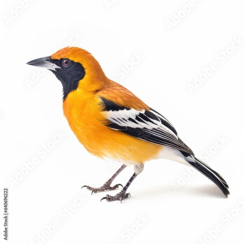 Spot-breasted oriole bird isolated on white background.