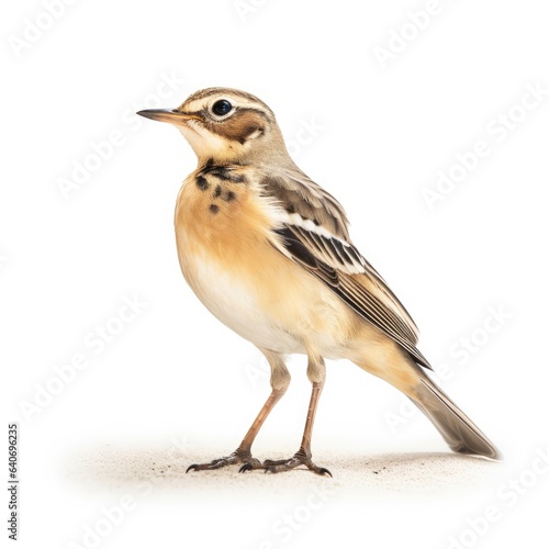 Spragues pipit bird isolated on white background.