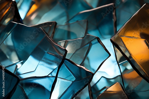 Glass fragmented surface. Crushed cristals. Broken glass.