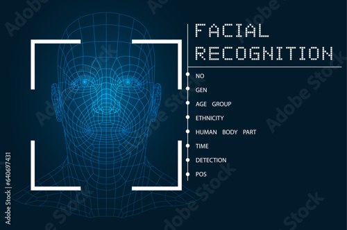 Face recognition. Human Face Scanning. Face ID. Facial recognition. Face scan	