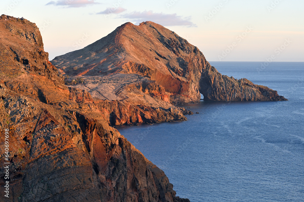 Red earth and rocks at sunset