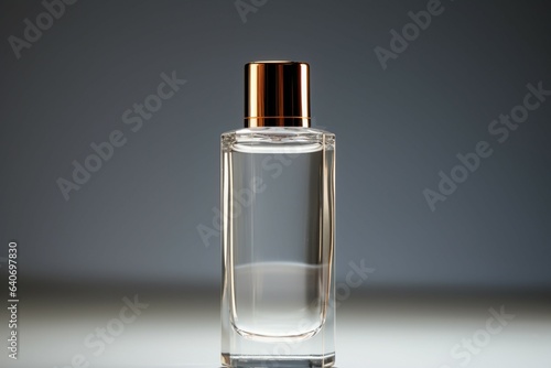 Subtle sophistication Cosmetic bottle on light grey backdrop exudes elegant charm