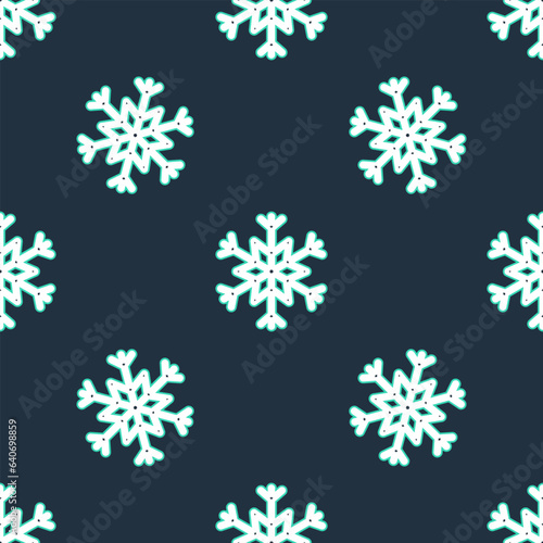 Wallpaper Mural Line Snowflake icon isolated seamless pattern on black background. Vector Torontodigital.ca