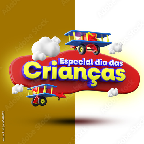 selo 3d ''especial dia das crianças''.