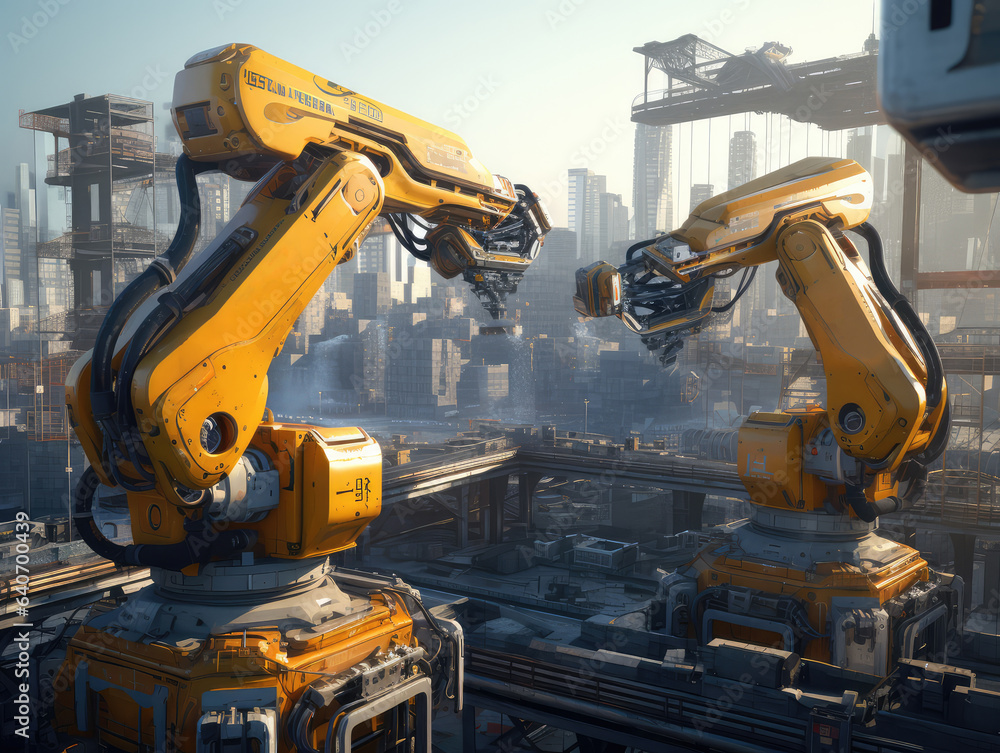 Robotic in Modern Industrial Factory's Automated Production Line - Immerse yourself in the future of manufacturing through this captivating 3D rendering Robotic in Modern Industrial Factory's Automated Production Line - Immerse yourself in the future of manufacturing through this captivating 3D rendering