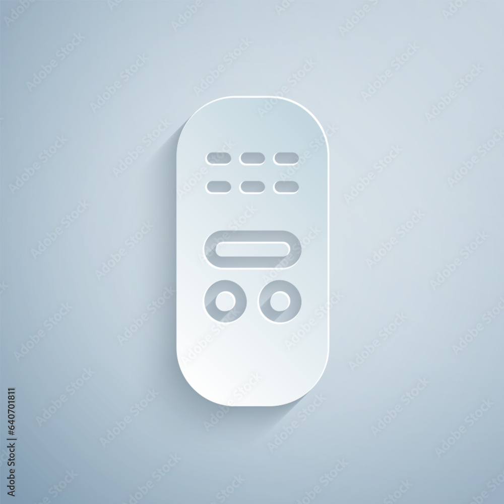 Paper cut Remote control icon isolated on grey background. Paper art style. Vector Paper cut Remote control icon isolated on grey background. Paper art style. Vector