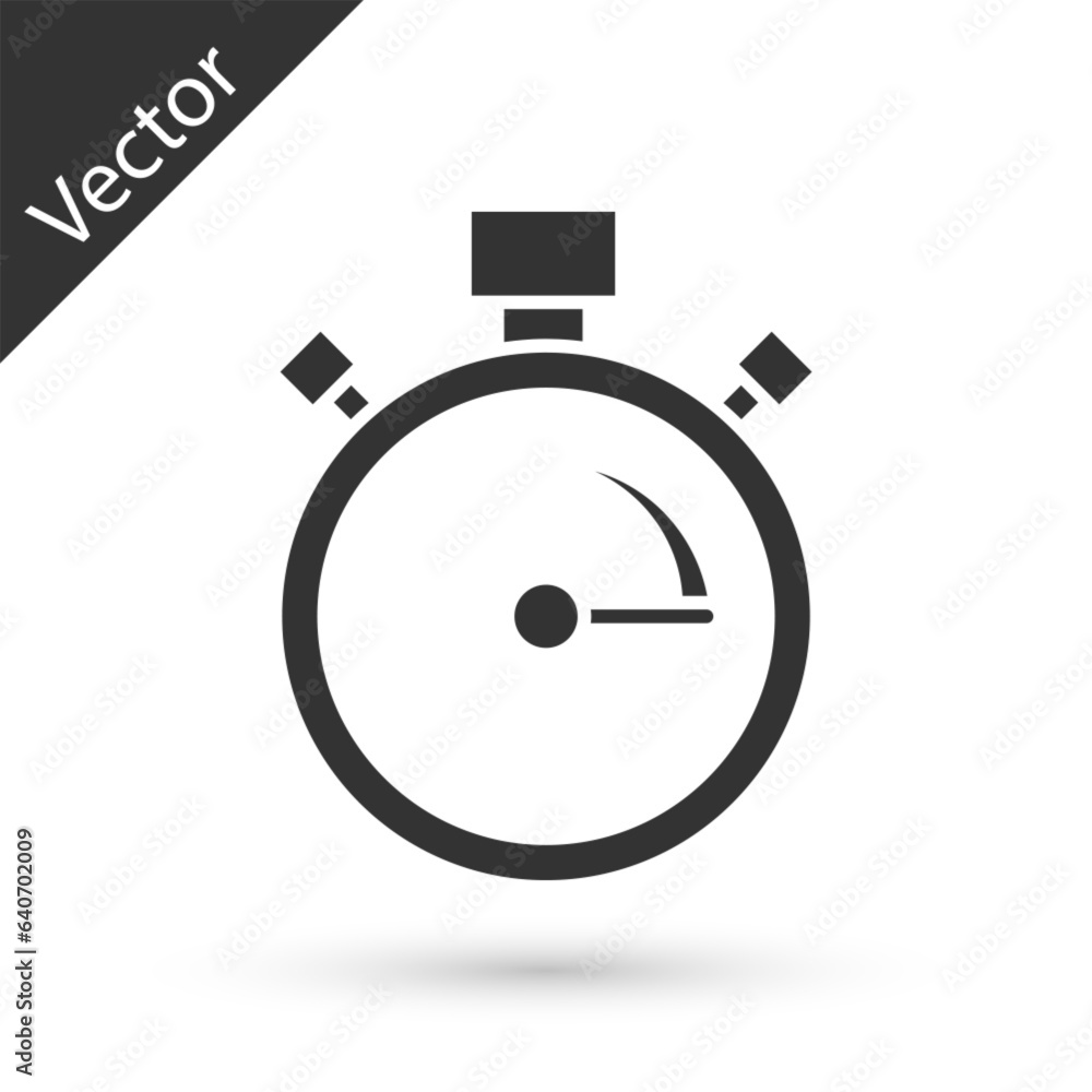 Grey Stopwatch icon isolated on white background. Time timer sign. Chronometer sign. Vector Grey Stopwatch icon isolated on white background. Time timer sign. Chronometer sign. Vector